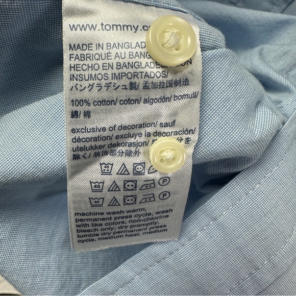 NWT Men's XXL Shirt Button Down Long Sleeve Blue Tommy Hilfiger - Picture 4 of 5